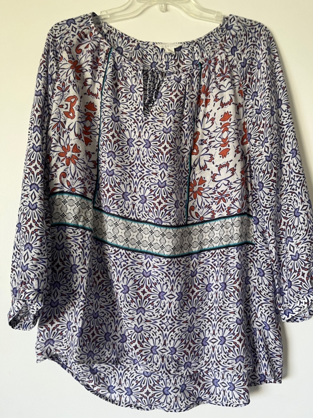 Caslon Floral Peasant Tunic - Purple & Rust